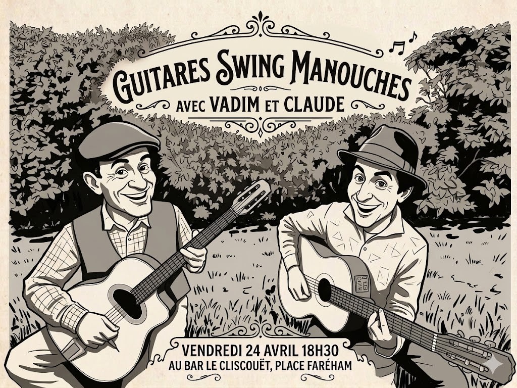 Guitares Swing Manouches au bar "Le Cliscouet" Place Fareham 56000 VANNES